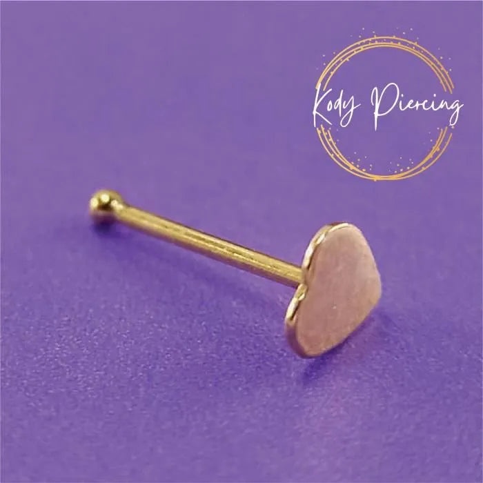 KODY PIERCING Stud en Or 9 Carats et Motif Cœur de 3mm
