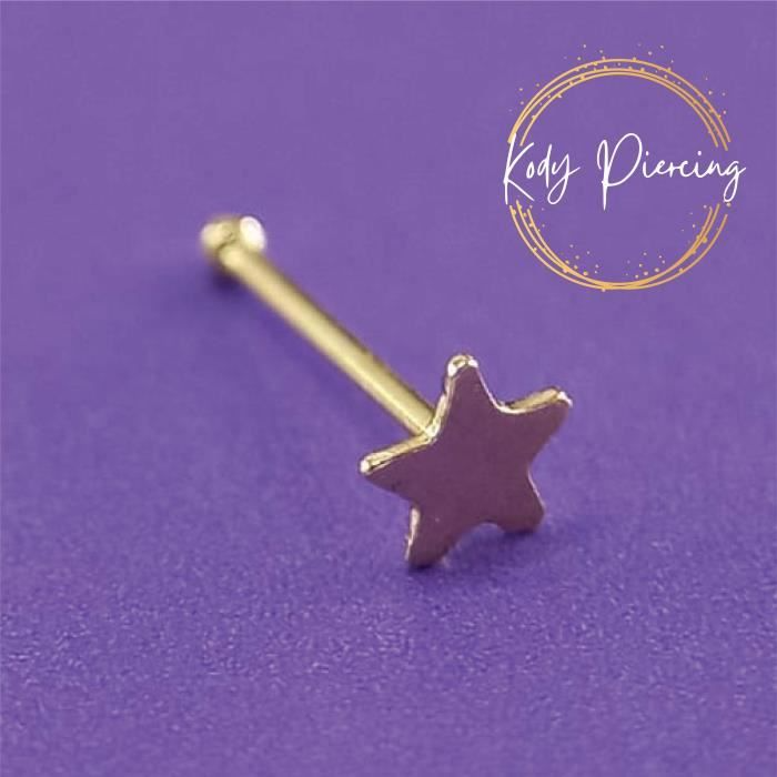 KODY PIERCING Stud Or 14 Carats Motif Etoile 3mm