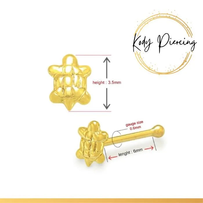 KODY PIERCING Stud Or 9 Carats En Forme De Petite Tortue