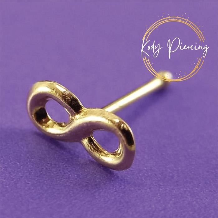 KODY PIERCING Stud Or 9 Carats motif Infinity 3 x 6mm