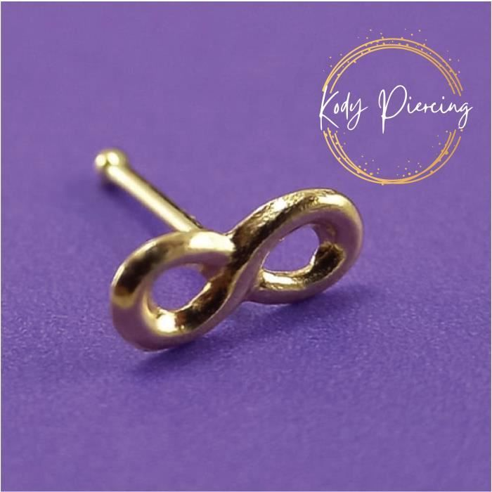 KODY PIERCING Stud Or 9 Carats motif Infinity 3 x 6mm
