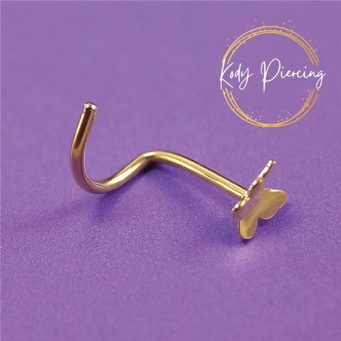 KODY PIERCING Tige Courbée Motif Papillon en OR 9 Carats