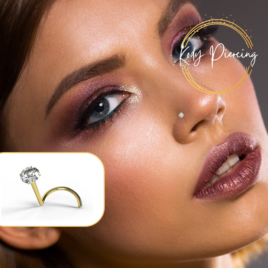 KODY PIERCING Tige Courbée OR 18 Carats Et Zircon Rond De 2,5 mm Serti