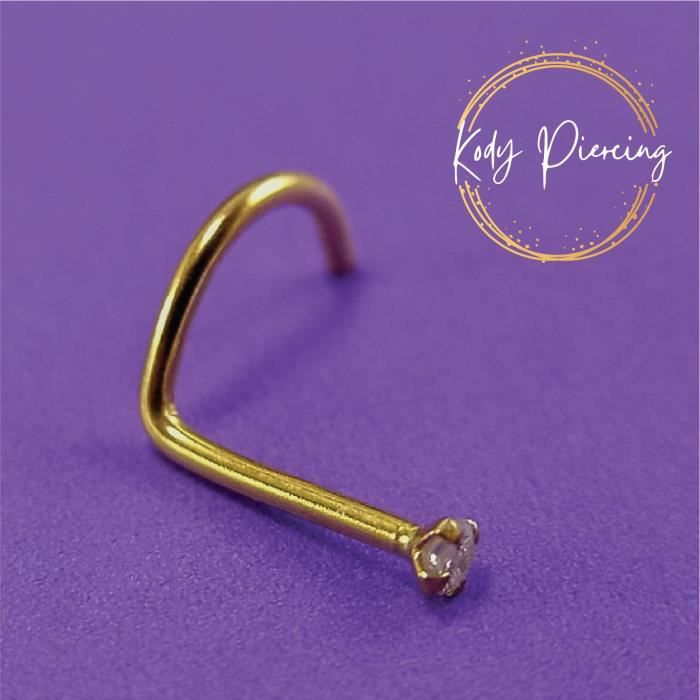KODY PIERCING Tige Courbée en OR 9 carats Orné d'un Véritable Diamant de 1,5mm ou 2mm serti - Choisissez la taille préférée!