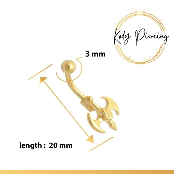 KODY PIERCING Arcade Double Hache du Diable Plaqué Or 18 Carats