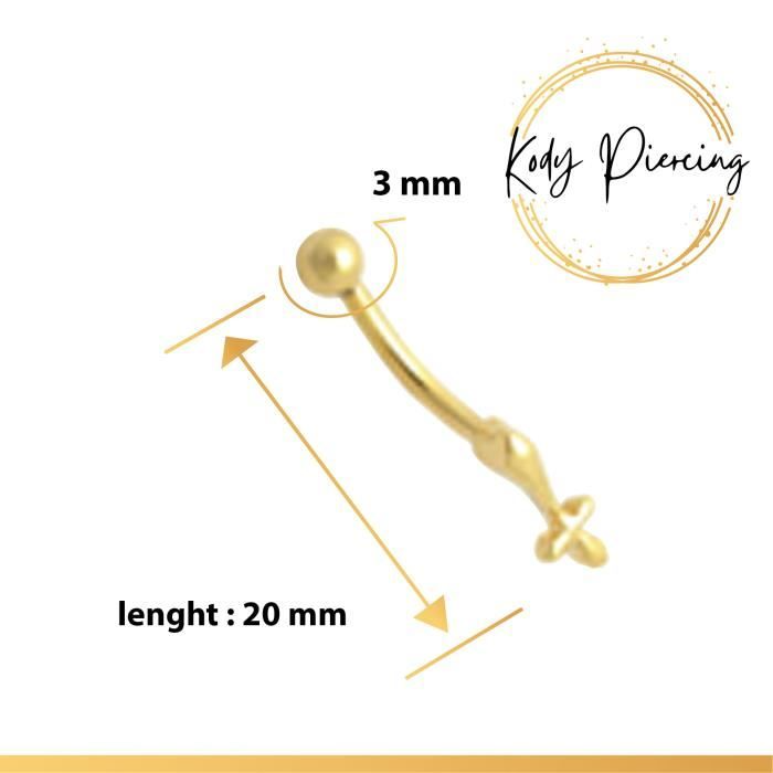 KODY PIERCING Arcade Forme Croix Plaqué Or 18 Carats