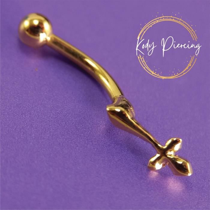 KODY PIERCING Arcade Forme Croix Plaqué Or 18 Carats