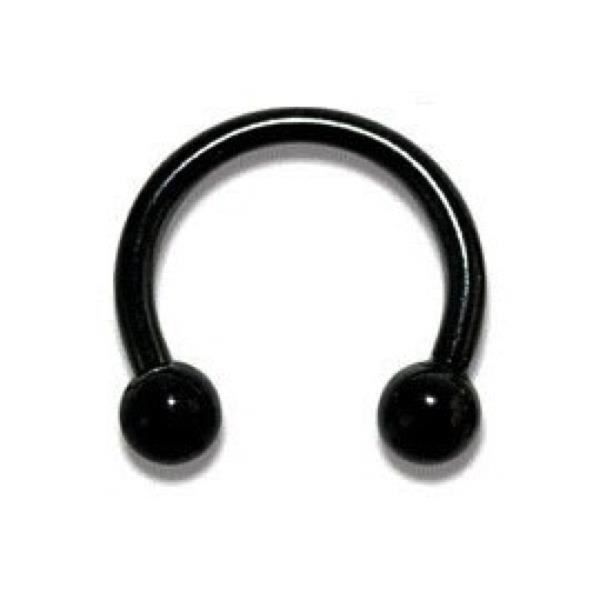 KODY PIERCING Labret Anneau Fer a Cheval Noir Anodisé Boule Diamètre 10mm