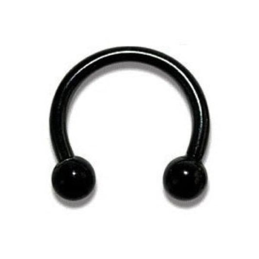KODY PIERCING Labret Anneau Fer a Cheval Noir Anodisé Boule Diamètre 10mm