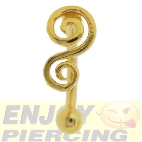 KODY PIERCING Piercing Arcade - Plaqué Or - Spirale - Tige 1,2x8mm - Couleur Jaune
