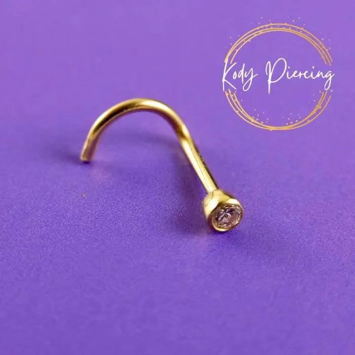 KODY PIERCING Tige Courbée OR 18 Carats Et Zircon Cubique 2mm
