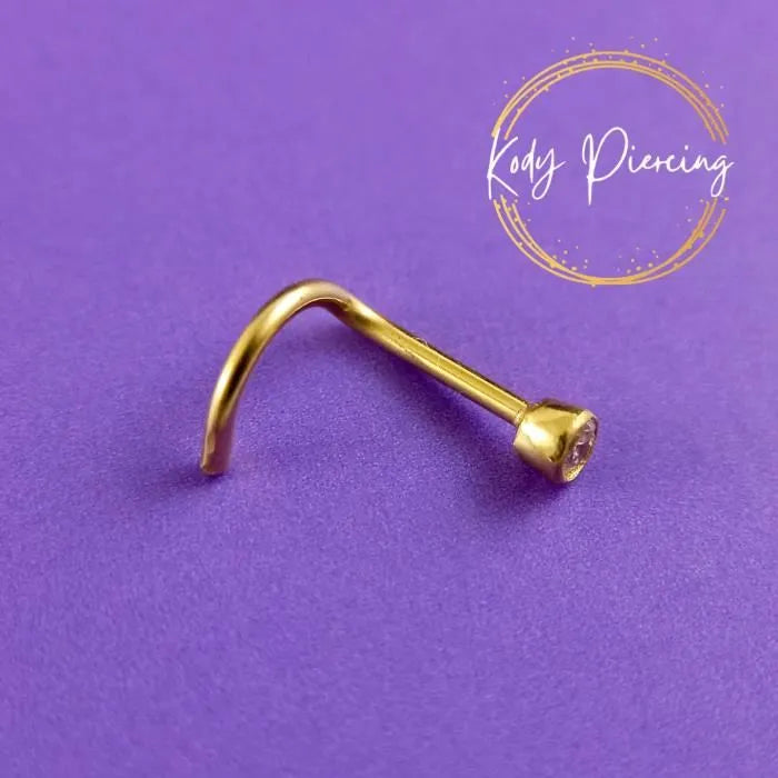KODY PIERCING Tige Courbée OR 18 Carats Et Zircon Cubique 2mm