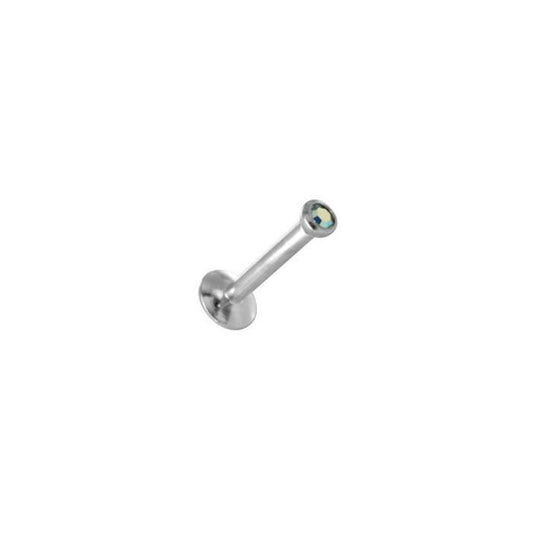 KODY PIERCING Piercing Labret Cristal Blanc Irisé Acier Tige 8mm