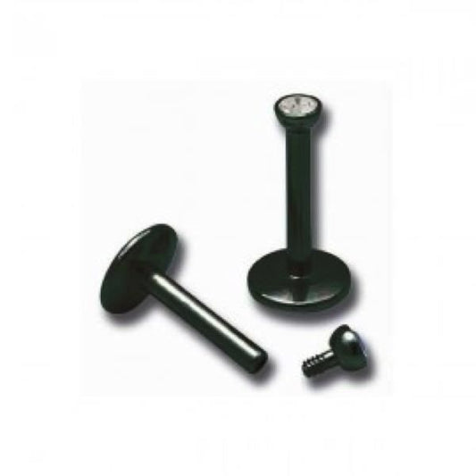 KODY PIERCING Piercing Labret Cristal Noir Anodisé Tige 10mm