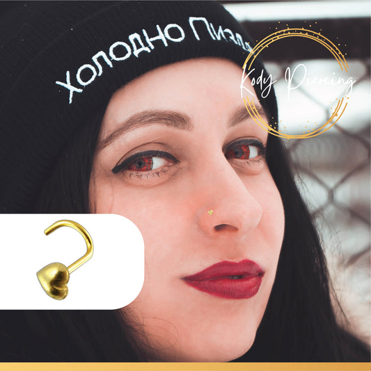 KODY PIERCING Tige Courbée Motif Cœur en OR 9 Carats