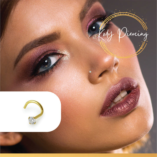 KODY PIERCING Tige Courbée OR 14 carats et Zircon serti de 1,5mm
